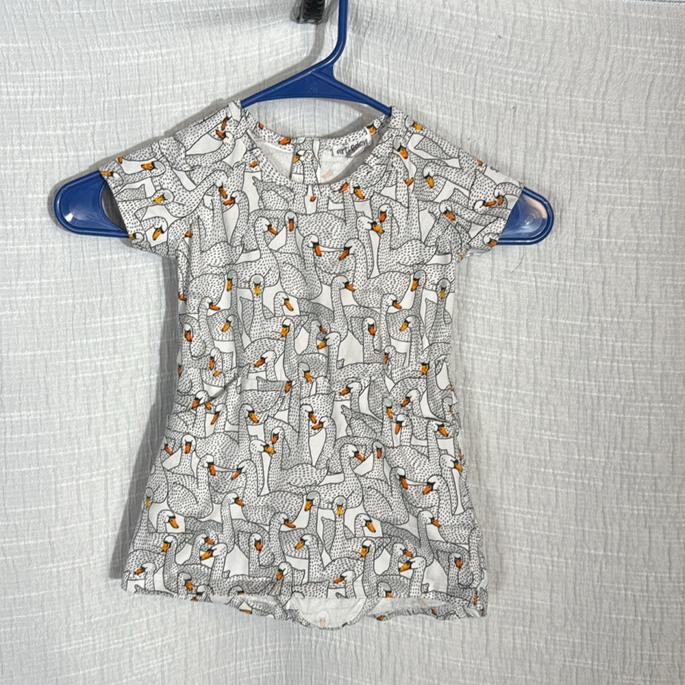 Art & Eden Organic Cotton Swan‎ Print Dress with Pockets | 24 Months